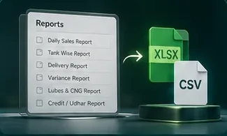 A list of reports exporting to XLSX and CSV files